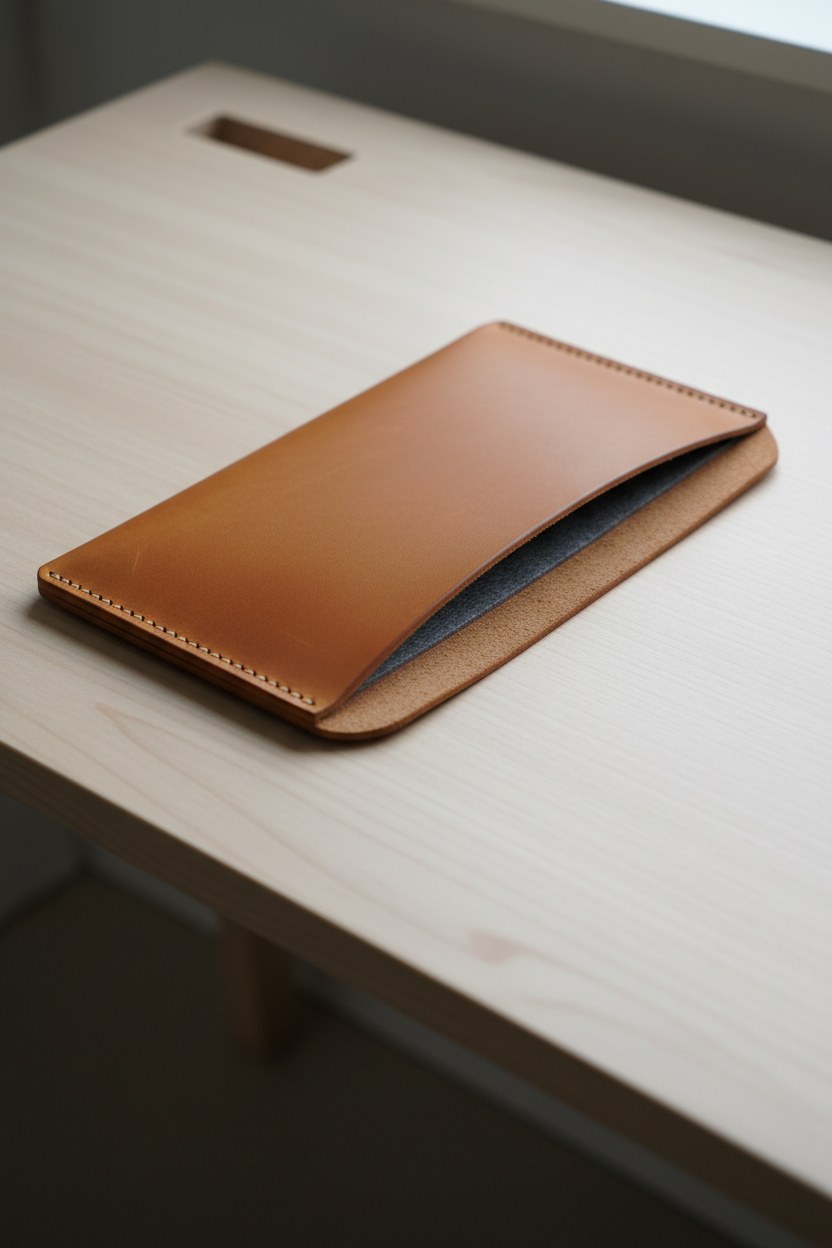 Meşe Deri el dikişi laptop kılıfı